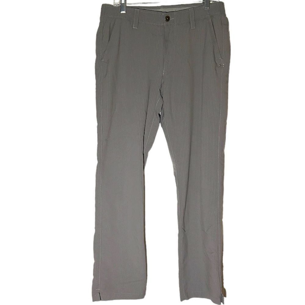 Under Armour Pants Men’s Size 34 Gray Striped Nylon Blend Inseam 32